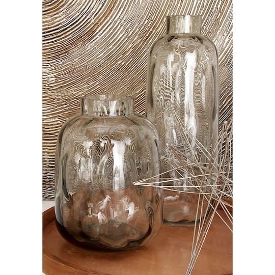 11" Gray Glass Coastal Vase